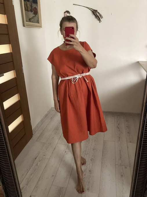Šaty - Pohodlné letné Ľanové šaty na každý deň (/ORANGE/ oversize) - 16680020_