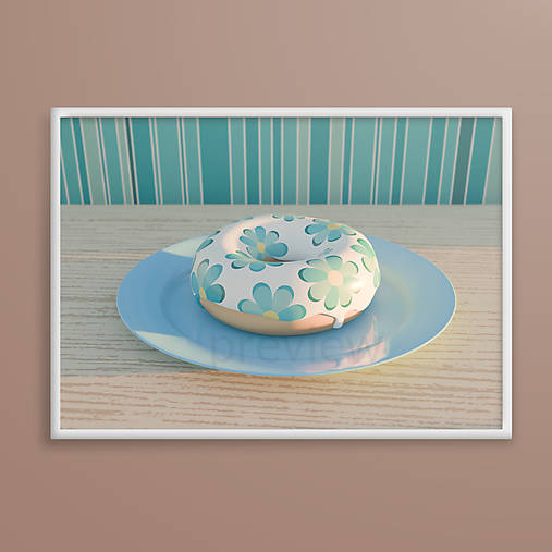 Grafika - Donut pri západe slnka floral - grafika - 16683207_