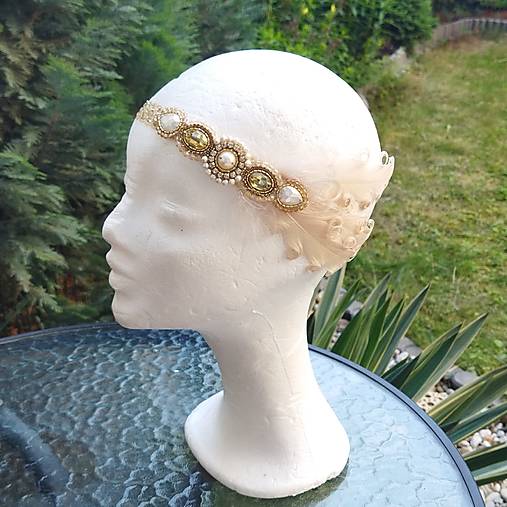 Ozdoby do vlasov - Great Gatsby Gold Ornament ... čelenka - 16684575_