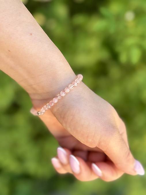 Náramok Sila, Sebavedomie a Hojnosť -  Diamant a Jahodový Kremeň