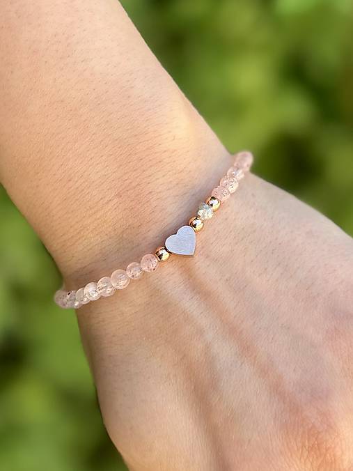 Náramok Sila, Sebavedomie a Hojnosť -  Diamant a Jahodový Kremeň