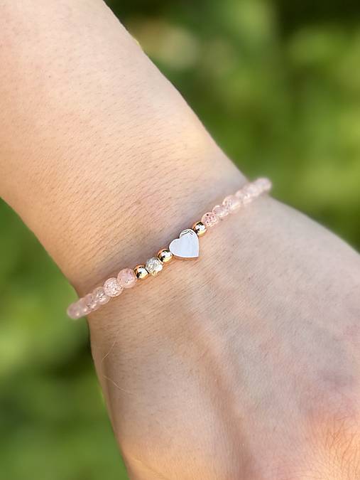Náramok Sila, Sebavedomie a Hojnosť -  Diamant a Jahodový Kremeň