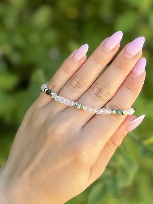 Náramok Múdrosť a Prosperita - Diamant, Smaragd a Krištáľ