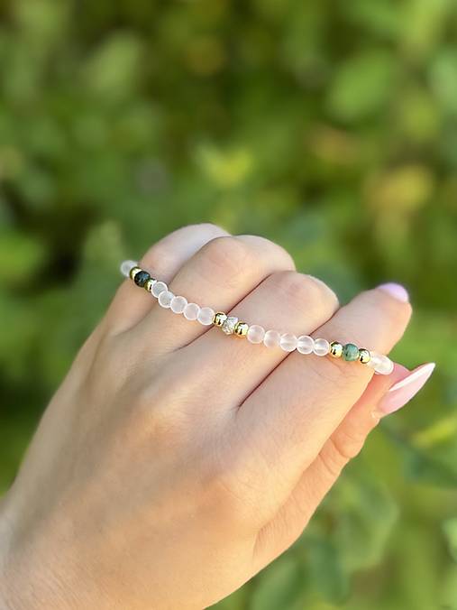 Náramok Múdrosť a Prosperita - Diamant, Smaragd a Krištáľ