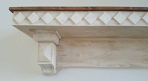 Nábytok - Drevená polica závesná (výška 25 cm, dĺžka 130 cm, šírka 21 cm - Biela) - 16686686_