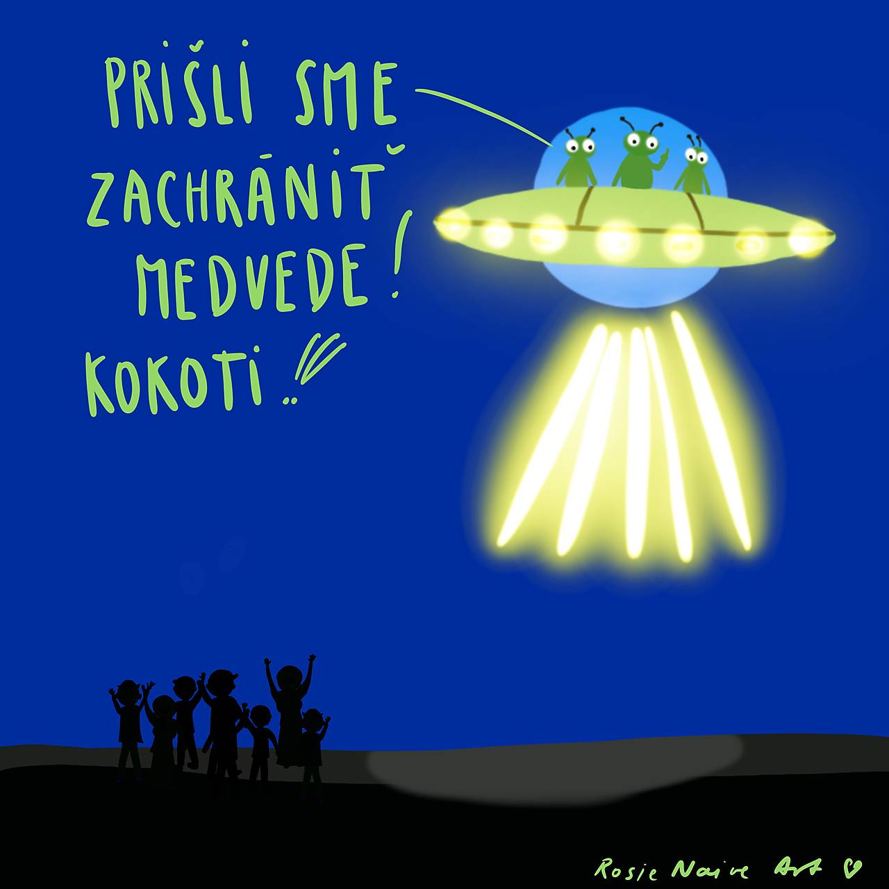 UFO a medvede, Giclée art print 30x36