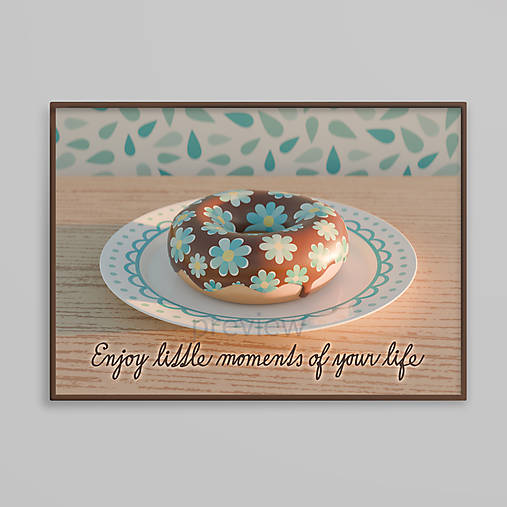 Grafika - Donut pri západe slnka floral with petals - grafika - 16686202_