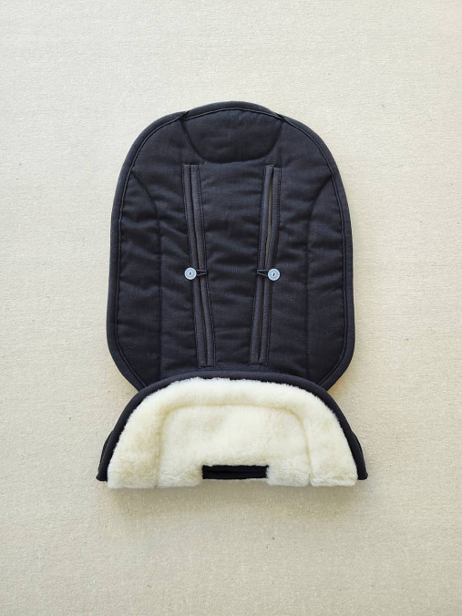 Detský textil - Vlnienka Podložka do kočíka Cybex Priam 100% Merino top super wash Natural 100% Ľan Black - 16689652_