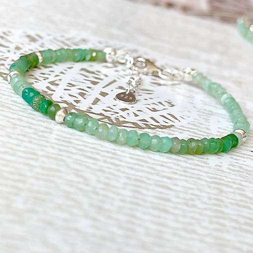 Chrysoprase Rondelle Bracelet AG925 / Náramok chryzopras, AG925 E036