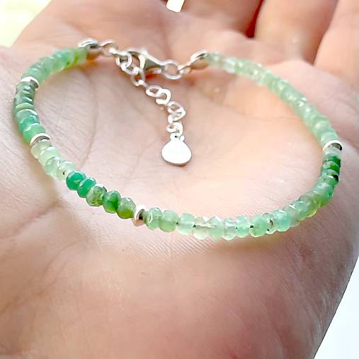 Chrysoprase Rondelle Bracelet AG925 / Náramok chryzopras, AG925 E036