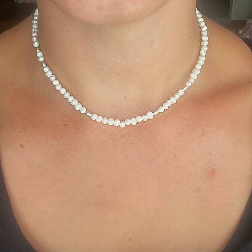 Freshwater Pearls Necklace AG925 / Náhrdelník zo sladkovodných perál E014