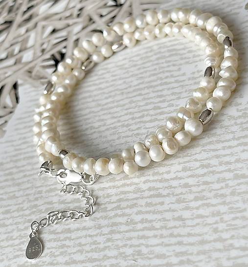 Freshwater Pearls Necklace AG925 / Náhrdelník zo sladkovodných perál E014