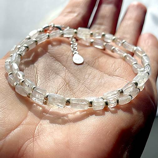 Moonstone Bracelet AG925 / Náramok mesačný kameň, AG925 E035