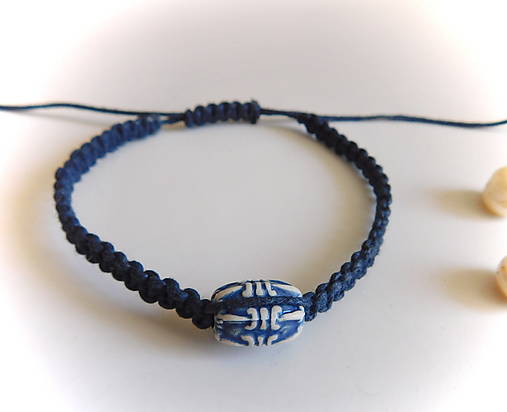 Náramky - šnúrkový náramok s korálkou / -50% - 16691791_