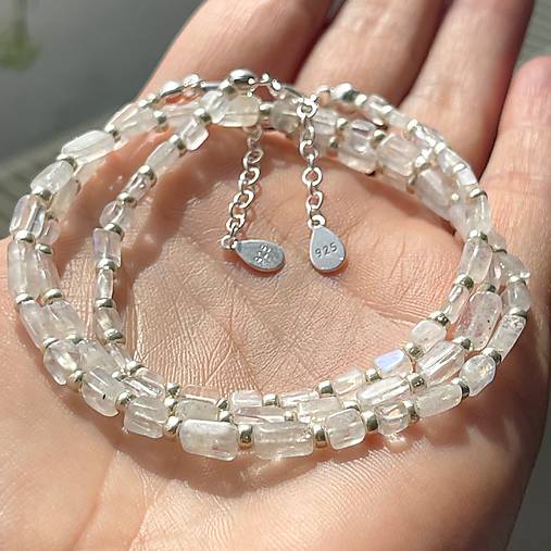 Moonstone Necklace AG925 / Náhrdelník mesačný kameň E035