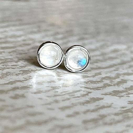 Moonstone Ag925 Stud Earrings / Náušnice s mesačnými kameňmi AG925 E041