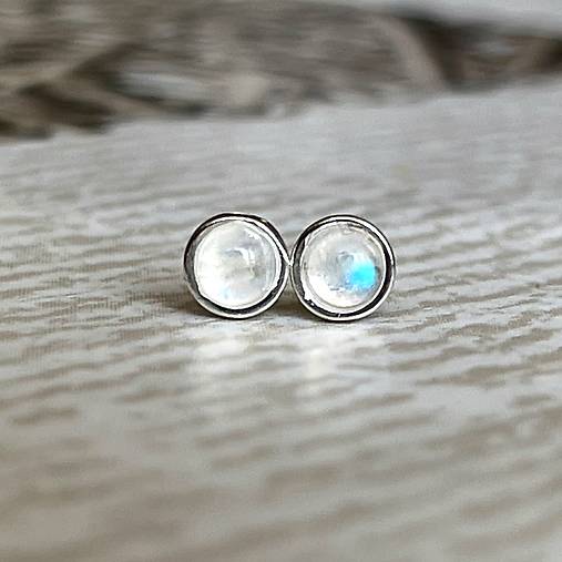 Moonstone Ag925 Stud Earrings / Náušnice s mesačnými kameňmi AG925 E041