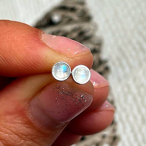 Moonstone Ag925 Stud Earrings / Náušnice s mesačnými kameňmi AG925 E041