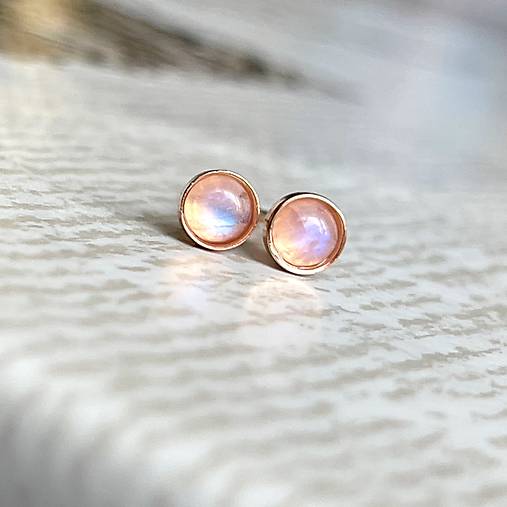 Moonstone Ag925 Rose Gold Plated Stud Earrings / Náušnice s mesačnými kameňmi AG925 pozlátené E041