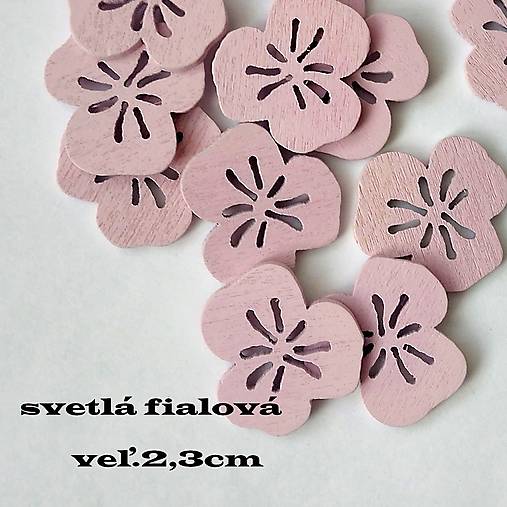 Polotovary - Drevený výrez - kvietok/svetlá fialová/ - sada 6 ks - 16694677_