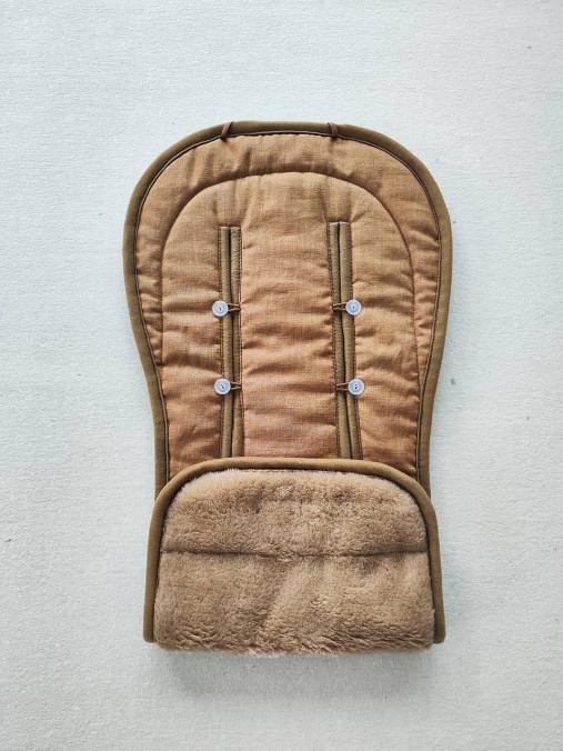 Detský textil - Podložka do kočíka CYBEX Talos S proti poteniu 100 % merino top super wash Camel 100% Ľan Mustard - 16696211_