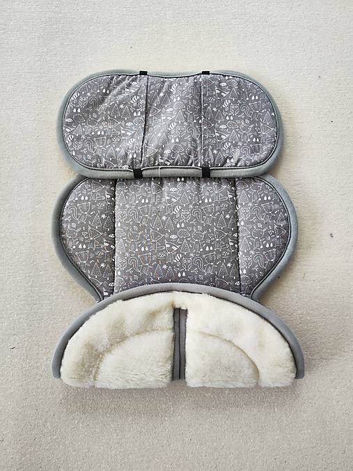 Detský textil - Vlnienka podložka do autosedačky Cybex Aton 5 100% Merino top super wash Natural Zvieratká šedé  - 16696558_