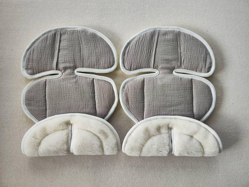 Detský textil - VLNIENKA podložka do autosedačky vajíčko dvojčiatka Cybex Aton 5 100% Merino Top Super wash Natural 100% Mušelin šedý - 16696580_