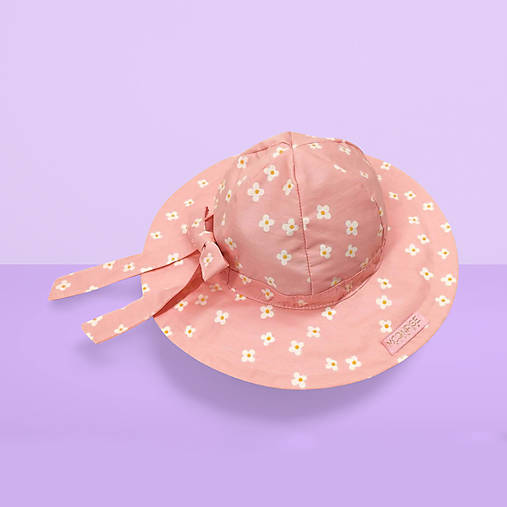 Detské čiapky - Detský klobúk s mašlou - pink daisies - 16695019_