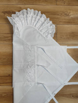 Detský textil - Biela zavinovačka s krásnou bohato vyšívanou madeirou - M8 (Obliečka 70x70cm) - 16696711_