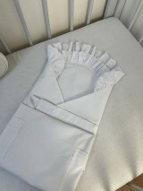 Detský textil - Biela zavinovačka s krásnou úzkou madeirou - M9 - 16696740_