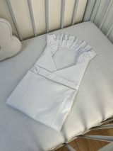 Detský textil - Biela zavinovačka s krásnou úzkou madeirou - M9 - 16696742_