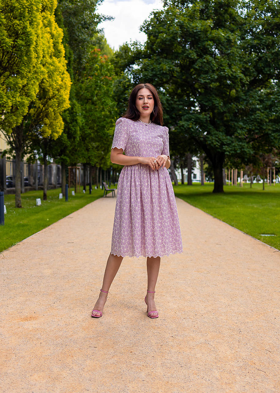 Fialkové bavlnené madeirové šaty Alchemila 