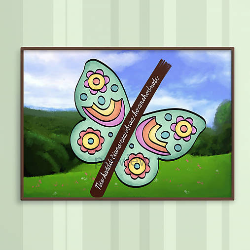 Grafika - Čiara cez obraz - na dekoráciu a zamyslenie sa (motív motýľ) (doslova lúčny) - 16695528_