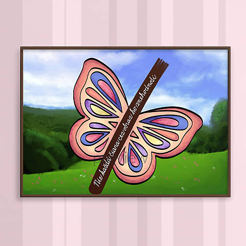 Grafika - Čiara cez obraz - na dekoráciu a zamyslenie sa (motív motýľ) (priamy) - 16695602_