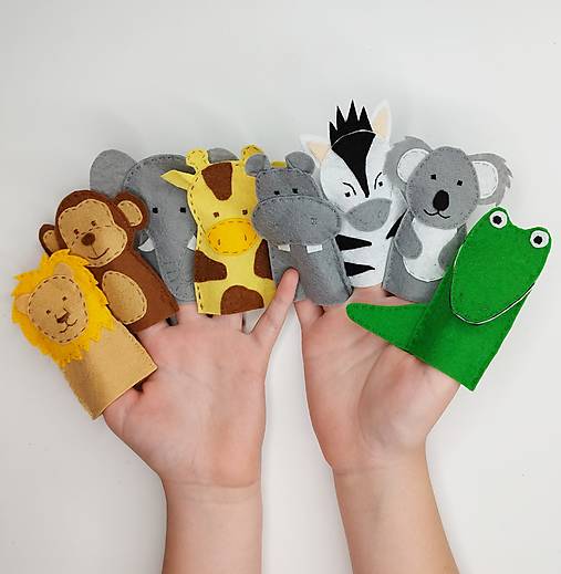 Hračky - Bábky na prsty: Zvieratá zo ZOO (8 maňušiek) - 16698304_