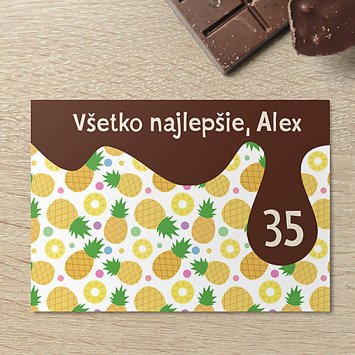 Papiernictvo - Fruit fancy + čokoláda - narodeninová pohľadnica (ananásy) - 16697975_