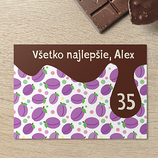 Papiernictvo - Fruit fancy + čokoláda - narodeninová pohľadnica (slivky) - 16697984_