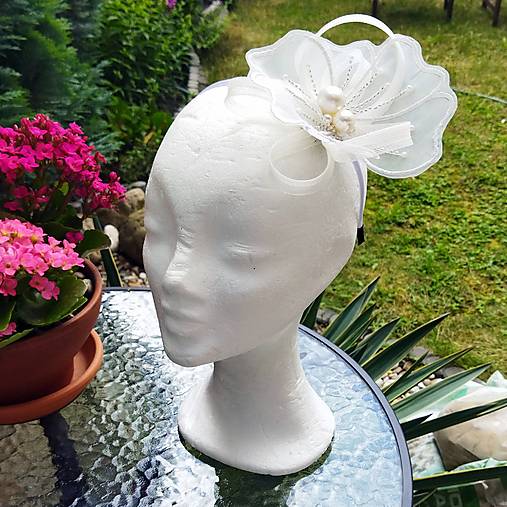 Ozdoby do vlasov - Smetanový Fascinator Vintage Lace - 16703902_