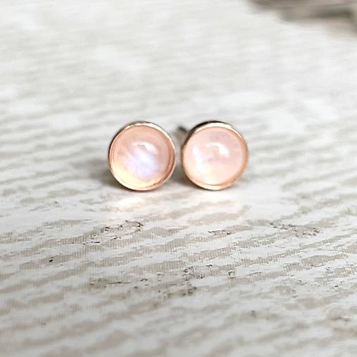 Moonstone Ag925 Rose Gold Plated Stud Earrings / Náušnice s mesačnými kameňmi AG925 pozlátené E041c