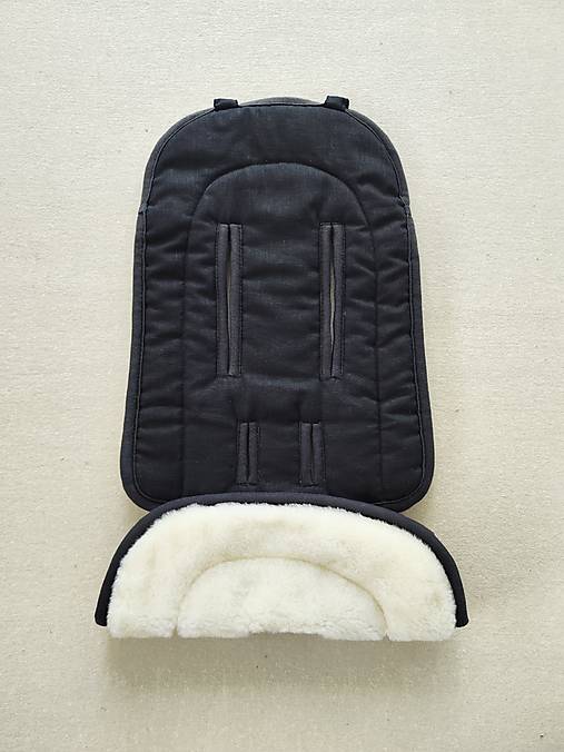 Detský textil - Joolz AER Seat Liner / Podložka do kočíka 100% Merino top super wash Natural 100% ľan čierny - 16704394_