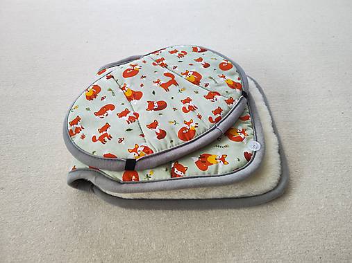 Detský textil - VLNIENKA Podložka do autosedačky  Joie i- spin 360 100% Merino Top Super wash Natural Líška Mint Green ŠL  - 16704467_