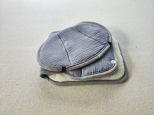 Detský textil - VLNIENKA Podložka do autosedačky  Joie i- spin 360 100% Merino Top Super wash Natural Mušelin šedý - 16704639_