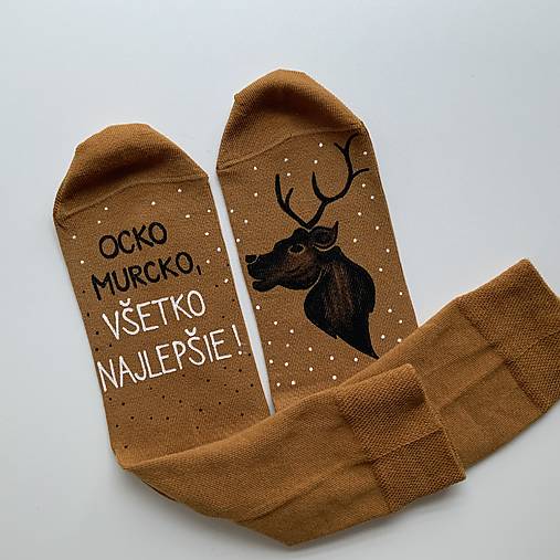 Maľované ponožky s nápisom: "Všetko najlepšie horčicove pre poľovníka