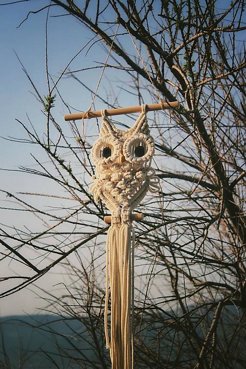 Dekorácie - vorivý balíček DIY na výrobu macrame dekorácie SOVA - 16703547_