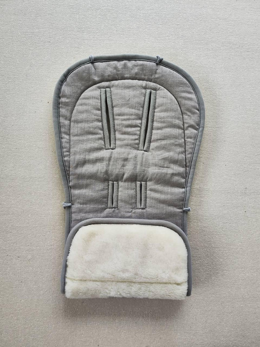 Detský textil - VLNIENKA Podložka do kočíka Britax Römer Smile 5Z 100 % MERINO Top super wash Natural 100% ľan Grey - 16706986_