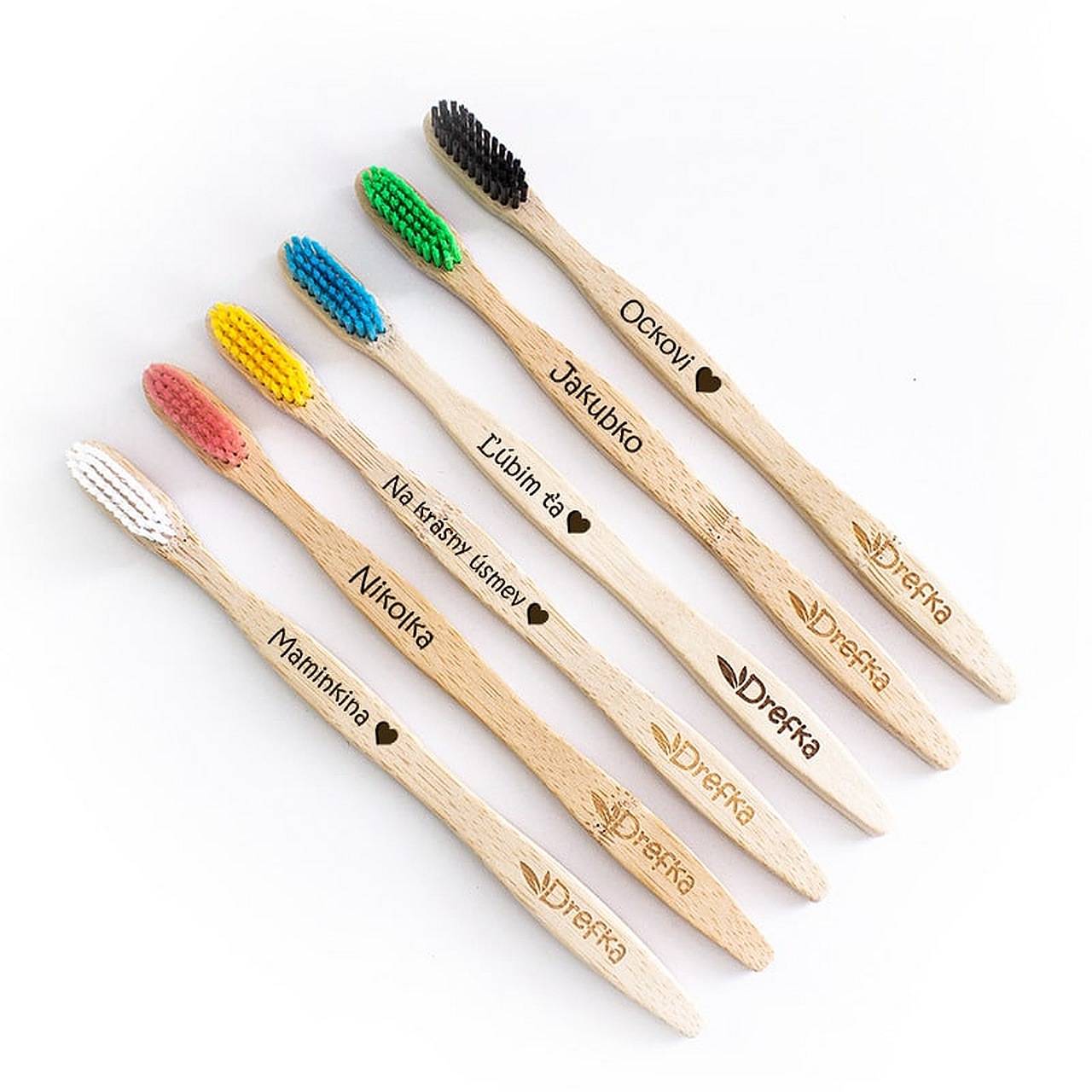 Bambusová zubná kefka Drefka s nápismi
