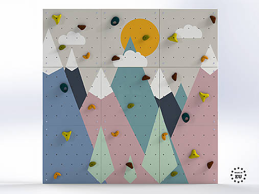 Hračky - Lezecká stena pre deti 9 panelov – Lezúň [L] / Farebné hory - 16707601_