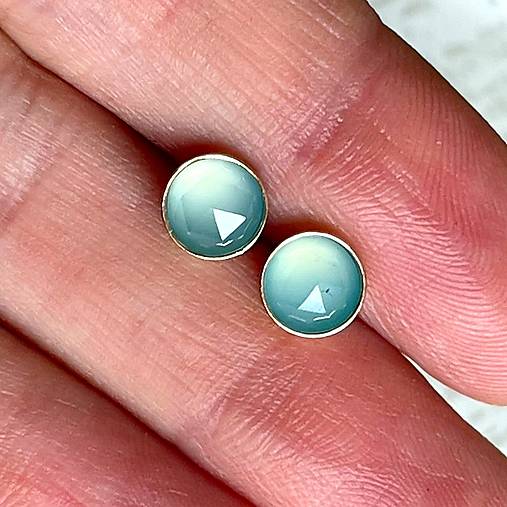 Náušnice - Chalcedony AG925 Rose Gold Plated Stud Earrings / Náušnice s chalcedónom AG925 pozlatené - 16708510_