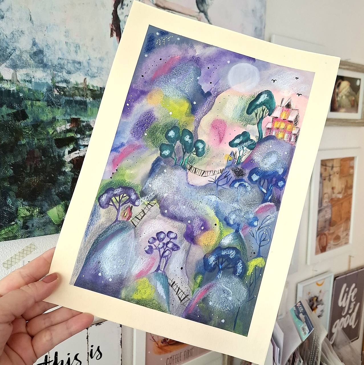 V bezpečí/originál mixed media obrázok