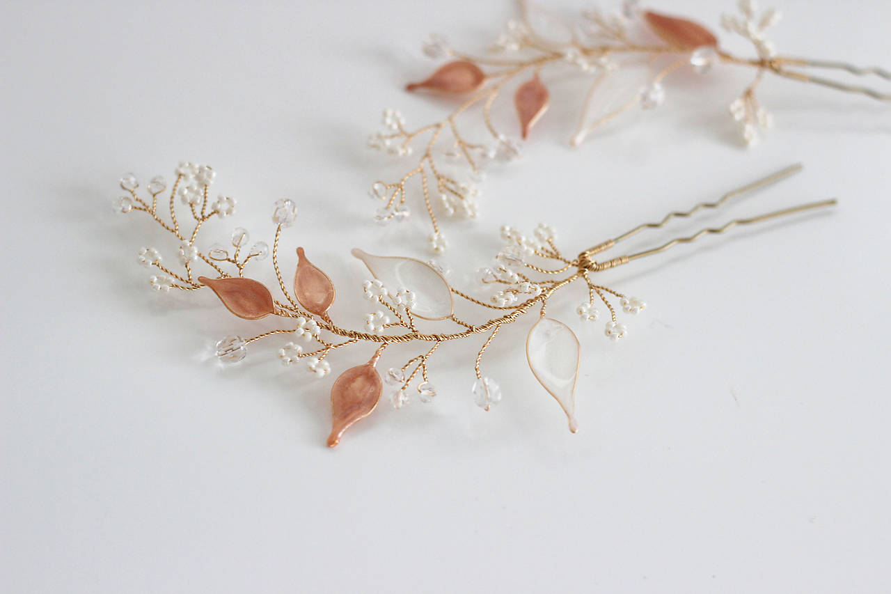 Sada 2 elegantných ozdôb do vlasov pre nevesty Amélia